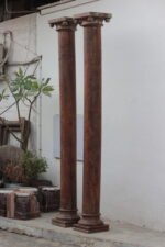 8.7 feet Teak Wood Antique Columns | Pair of Indian Pillars – Your Home Furniture Store - Image 7