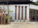 9 Feet Large Teak Wood Vintage Pillars, Old Carved Columns - Image 2