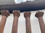 9 Feet Large Teak Wood Vintage Pillars, Old Carved Columns - Image 11