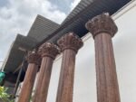 9 Feet Large Teak Wood Vintage Pillars, Old Carved Columns - Image 12