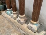 9 Feet Large Teak Wood Vintage Pillars, Old Carved Columns - Image 13