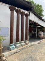 9 Feet Large Teak Wood Vintage Pillars, Old Carved Columns - Image 3