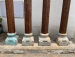 9 Feet Large Teak Wood Vintage Pillars, Old Carved Columns - Image 4