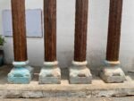 9 Feet Large Teak Wood Vintage Pillars, Old Carved Columns - Image 9