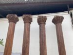 9 Feet Large Teak Wood Vintage Pillars, Old Carved Columns - Image 10
