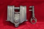 Old Vintage Iron Lock With Key Antique Home Decorative Collectible