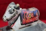 Wooden Nandi Figure Old Vintage Indian Carved Home Decorative Antique - Image 2