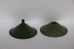 Enamel Green Electric Lamp Shade Pair1900s Old Vintage Antique - Image 2