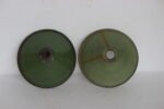 Enamel Green Electric Lamp Shade Pair1900s Old Vintage Antique - Image 3