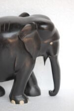Elephant Figure Antique Rare Old Wooden Hand Carved Abniwood Home Decor - Image 2