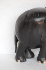 Elephant Figure Antique Rare Old Wooden Hand Carved Abniwood Home Decor - Image 3