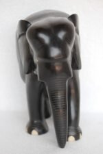 Elephant Figure Antique Rare Old Wooden Hand Carved Abniwood Home Decor - Image 4