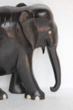 Elephant Figure Carved Abniwood Old Vintage Antique Rare Wooden Home Decor - Image 2