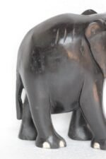 Elephant Figure Carved Abniwood Old Vintage Antique Rare Wooden Home Decor - Image 3