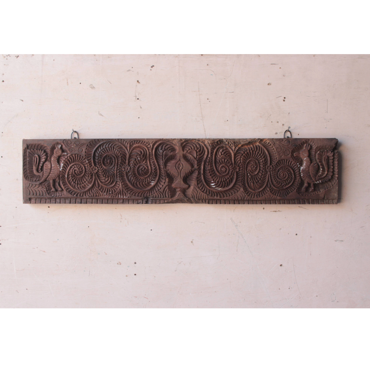 Remove-background-project-1-22-1.png Handcrafted Antique Wood Panel with Bird and Floral Motifs - Image 1
