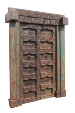 Haveli Door with Detailed Carving and Distress Color Finish - Image 4