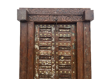 Vintage Haveli Door Adorn With Intricate Carving and Brass Studs - Image 2