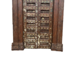 Vintage Haveli Door Adorn With Intricate Carving and Brass Studs - Image 3
