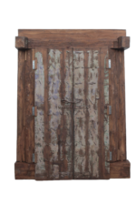 Vintage Haveli Door Adorn With Intricate Carving and Brass Studs - Image 5