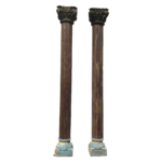 Pair of 8.7 feet Wooden Pillar, Enhance Your Home Décor with Exquisite Indian Columns