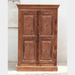 Traditional Cabinet | Wooden Handcarved Sunflower Carving Almirah