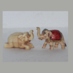 Handmade Bone Elephant Pair Figurines – Vintage Style Animal Statues, Good Luck Decor