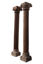 Pair of 9 feet Indian Columns with Corinthian Capitals Circa 1900 - Image 2