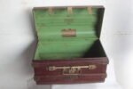 Iron Trunk Box Antique Old Vintage Brass Lock Trunk Storage Collectible, Antique Handmade Riveted Pressed Hardware Trunk Fireproof Chest - Image 3