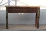 Wooden Console Table | 47″ long Distressed Carved Side Table - Image 2