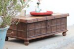 Timeless Elegance – 4.3 feet wide Vintage Teak Wood Coffee Table Trunk - Image 4
