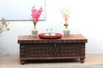 4.2 feet wide Vintage Teak Wood Coffee Table Trunk - Image 2