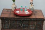 3.5 feet wide Vintage Teak Wood Coffee Table Trunk - Image 2