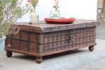 4.7 feet wide Vintage Teak Wood Coffee Table Trunk - Image 4