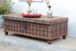 4.7 feet wide Vintage Teak Wood Coffee Table Trunk - Image 5