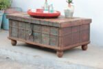 3.5 feet wide Vintage Teak Wood Coffee Table Trunk - Image 4