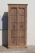 6.4 Feet Tall Door Upcycled Solid Wood Almirah, Traditional Cabinet - Image 3