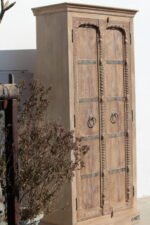 6.4 Feet Tall Door Upcycled Solid Wood Almirah, Traditional Cabinet - Image 6