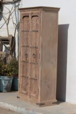 6.4 Feet Tall Door Upcycled Solid Wood Almirah, Traditional Cabinet - Image 7