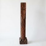 3.10ft Hand-Carved Wooden Floor Candle Stand - Tall Vintage Wooden Pedestal