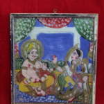 Antique Reverse Glass Painting (c. 1900) – Framed Indian Spiritual Artwork