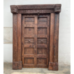7.1 feet Large Traditional Flower Carved Teak wood Door | Carving Door With Frame