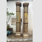 2 semi circled wooden pillar with Stone Base – Your Home Furniture Store