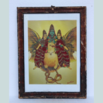 Old Original Ravi Varma Cotton Work Print Vishnu Laxmi Saraswati Garud Vahanam