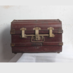 Iron Trunk Box Antique Old Vintage Brass Lock Trunk Storage Collectible, Antique Handmade Riveted Pressed Hardware Trunk Fireproof Chest
