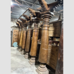 8.9 feet Indian Satin Wood Chettinad Pillars | Wooden traditional Columns Set of 6