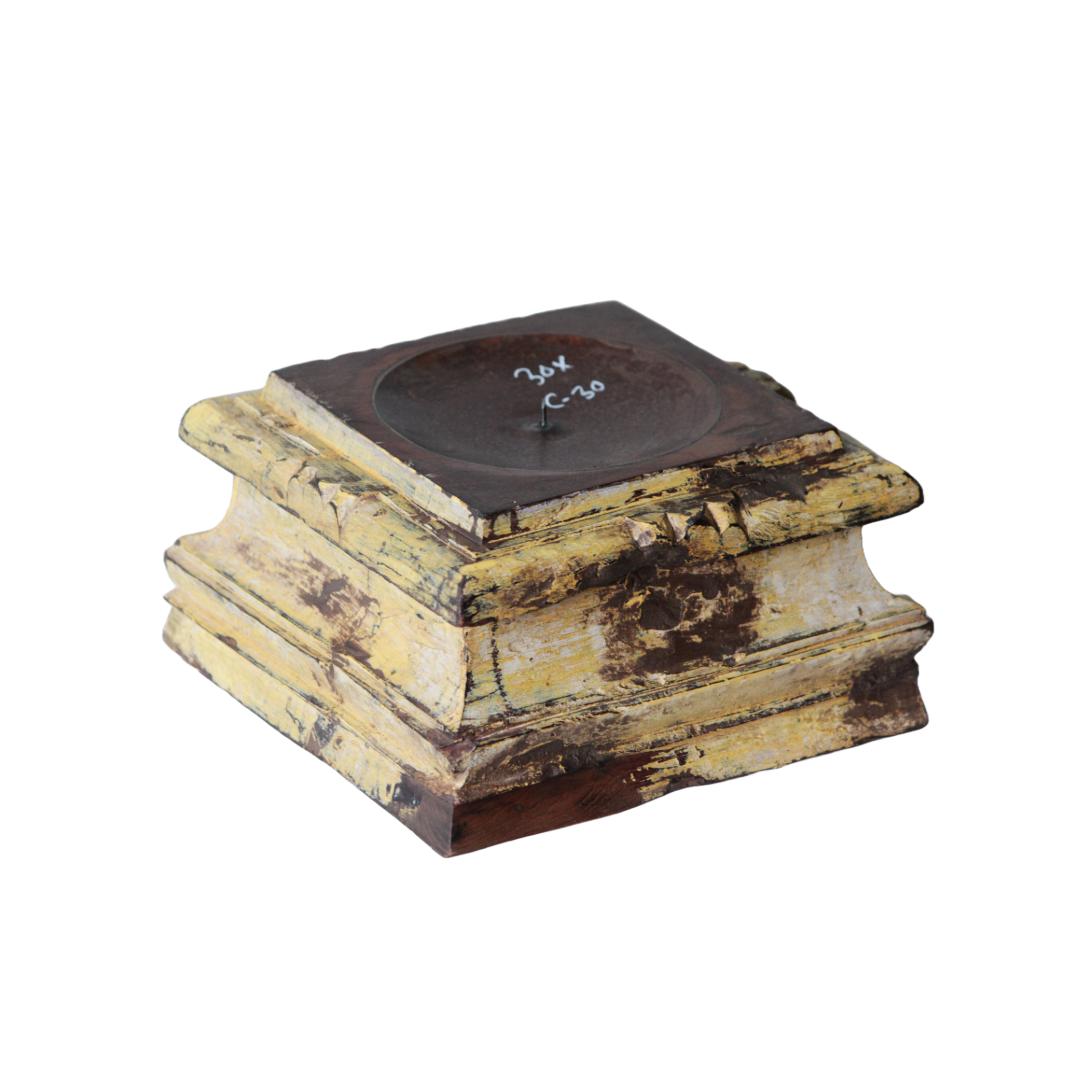 Untitled-2024-11-15T120103.472.png Vintage Wooden Carved Candle Stand, Home Decor Pieces - Image 1