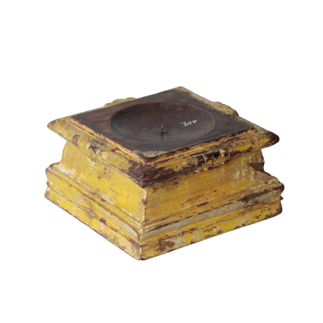 Untitled-2024-11-15T122654.844.png Vintage Wooden Carved Candle Stand, Table Decor Pieces - Image 1