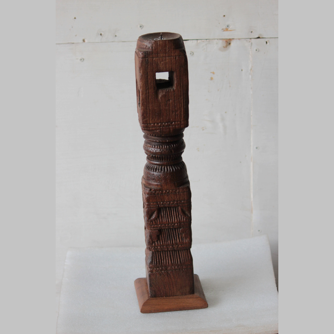 Untitled-2025-01-09T152805.455.png Decorative Candlestick Holder, Rustic Wood Candle stand - Image 1