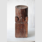 Vintage Carved Wooden Pillar 14 in. Tall Candle Holder | Farmhouse Style Candle Stand | Large Candle Stand
