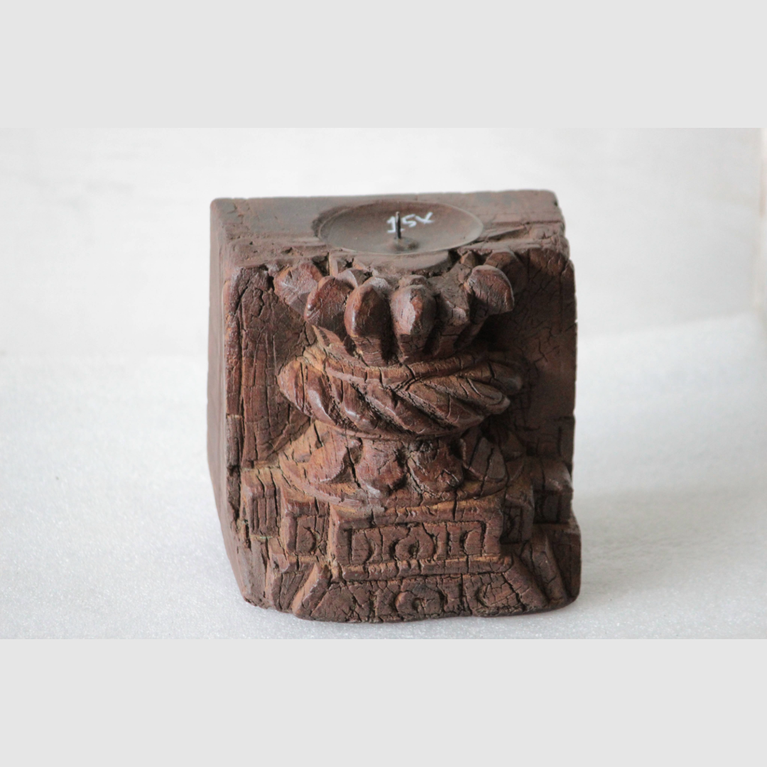 Untitled-2025-01-11T143810.483.png Wooden Candlestick Holder, Rustic Wood Candle stand - Image 1